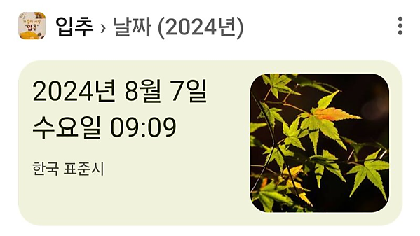 오늘은 가을의 시작이라는 입추